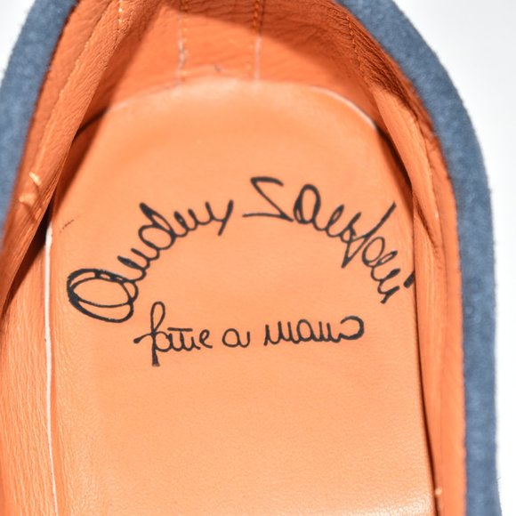 Santoni Fatte A Mano Blue Suede Loafer Size 9.5